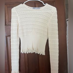 ZARA Pointelle Knit Top